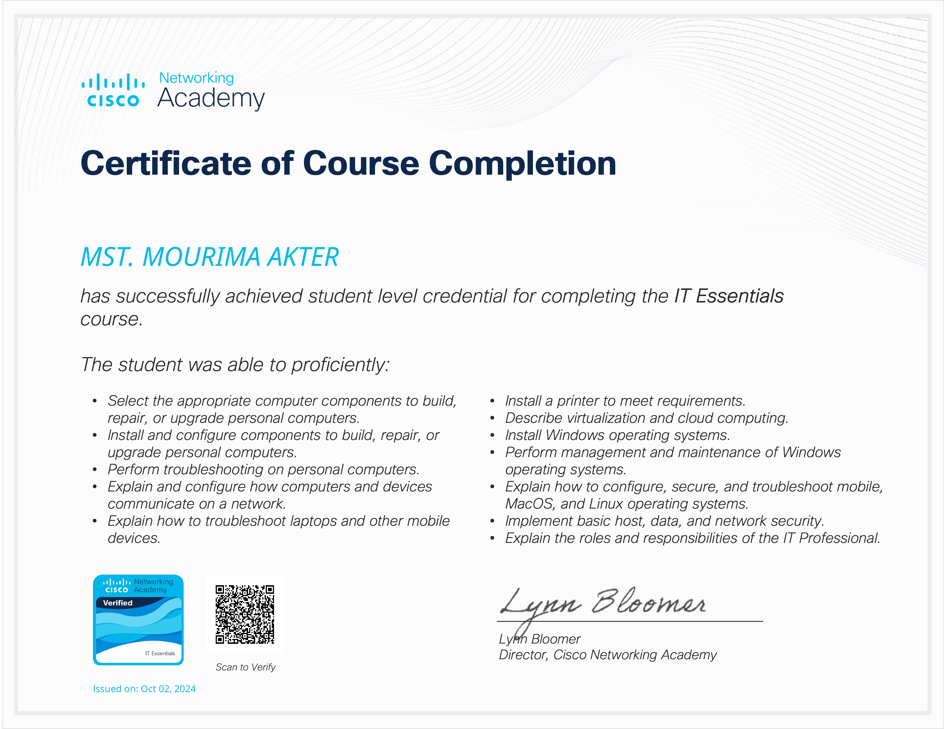 Certificate of Course Completion
